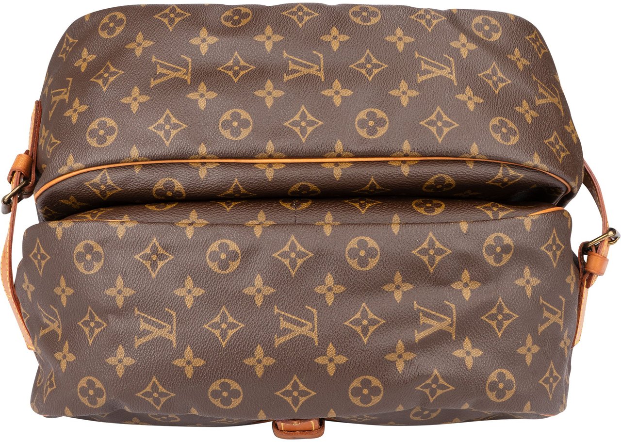 Louis Vuitton Louis Vuitton Canvas Monogram Saumur 35 Crossbody Bag Bruin