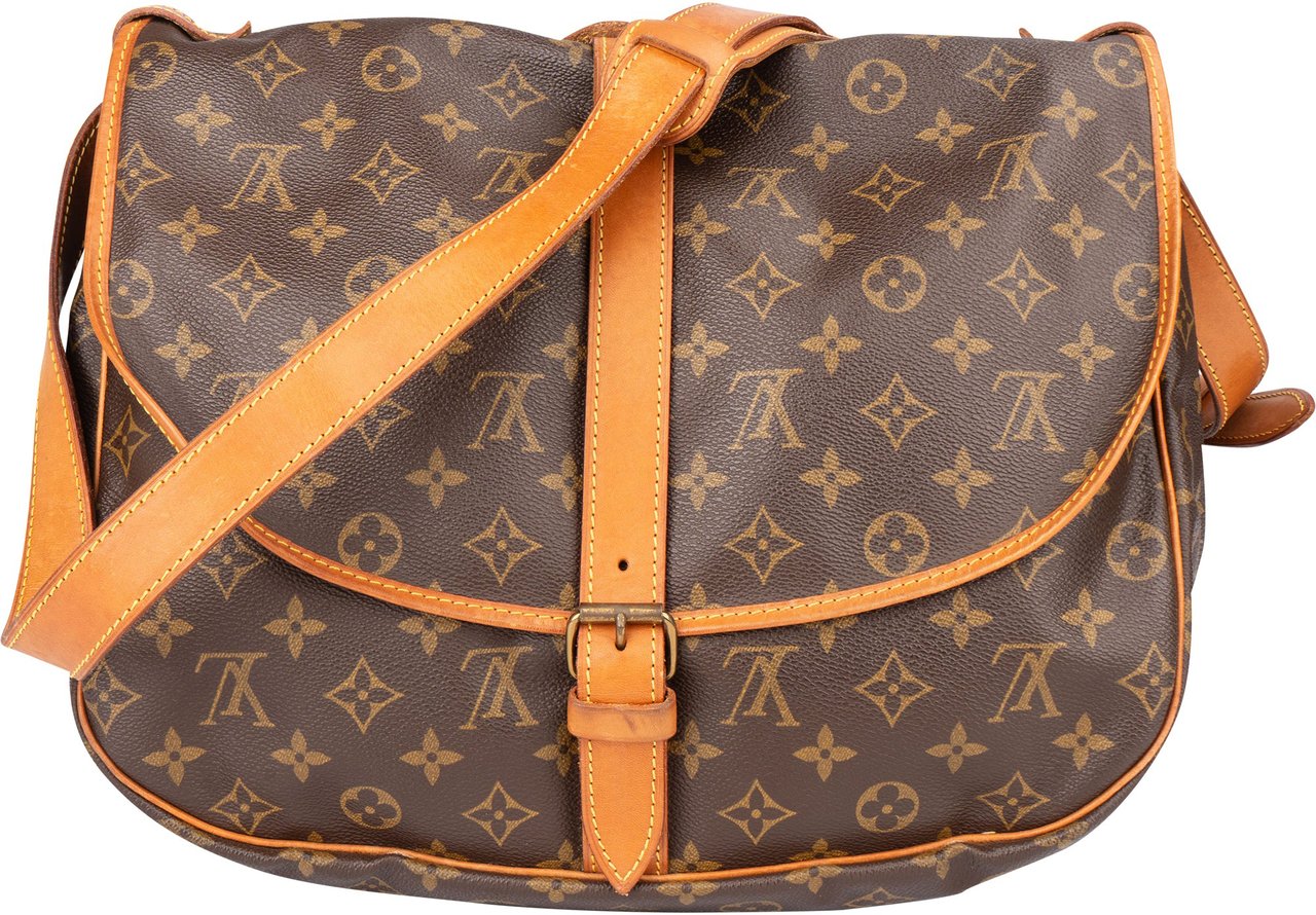 Louis Vuitton Louis Vuitton Canvas Monogram Saumur 35 Crossbody Bag Bruin