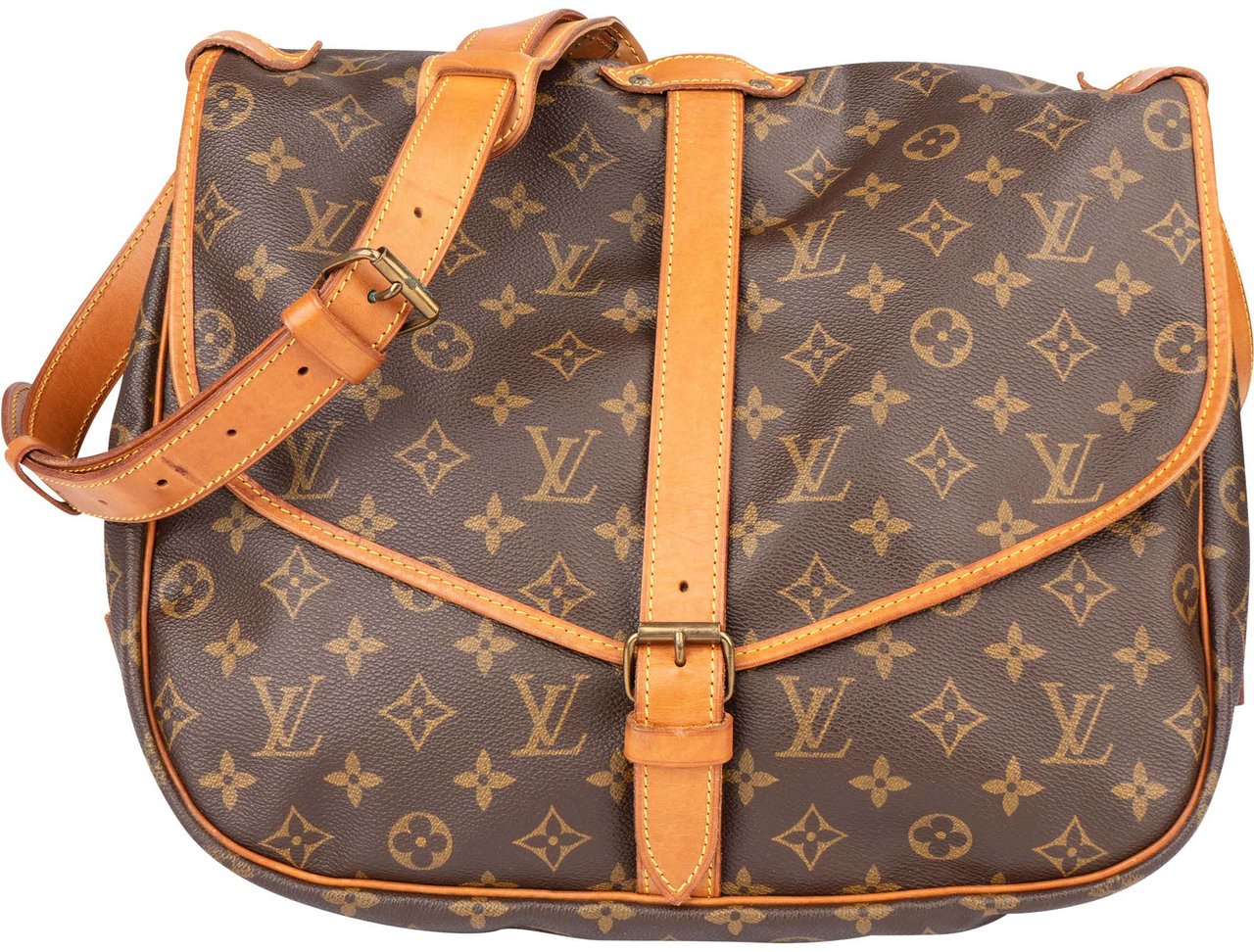 Louis Vuitton Louis Vuitton Canvas Monogram Saumur 35 Crossbody Bag Bruin