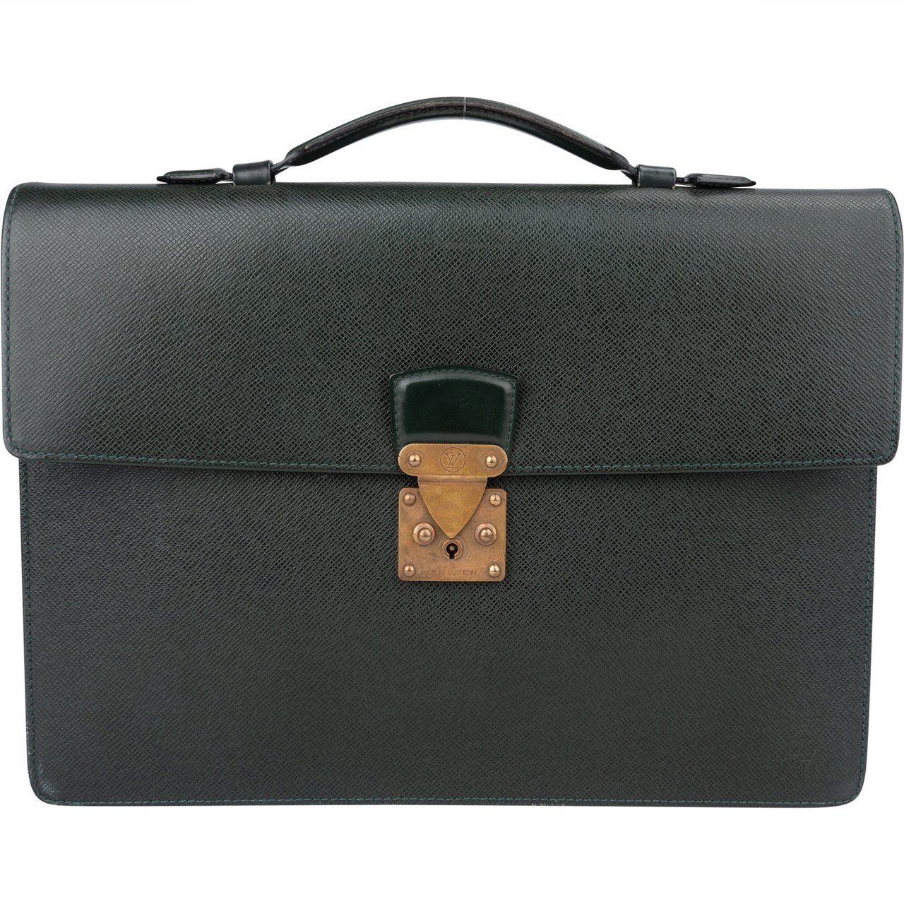 Louis Vuitton Louis Vuitton Green Taiga Leather Serviette Kourad Business Handbag Groen