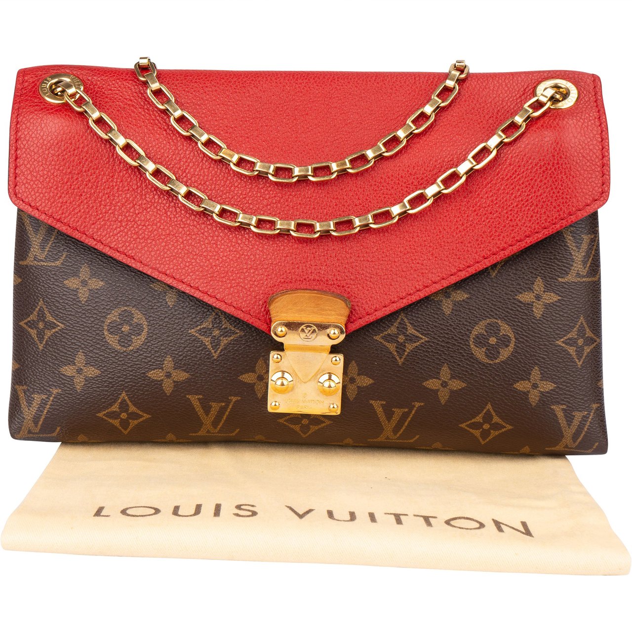 Louis Vuitton Louis Vuitton Canvas Monogram Pallas Chain Crossbody Bag Bruin