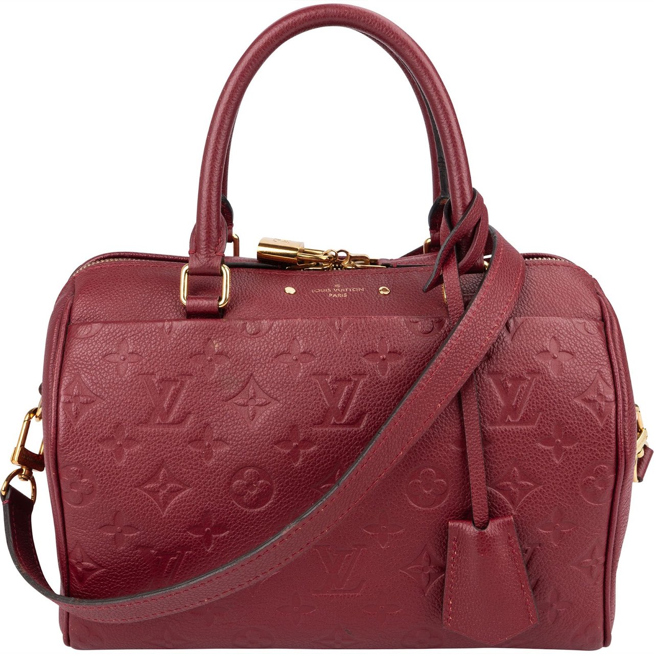 Louis Vuitton Monogram Empreinte Leather Speedy 25 Bandoulière Handbag Rood