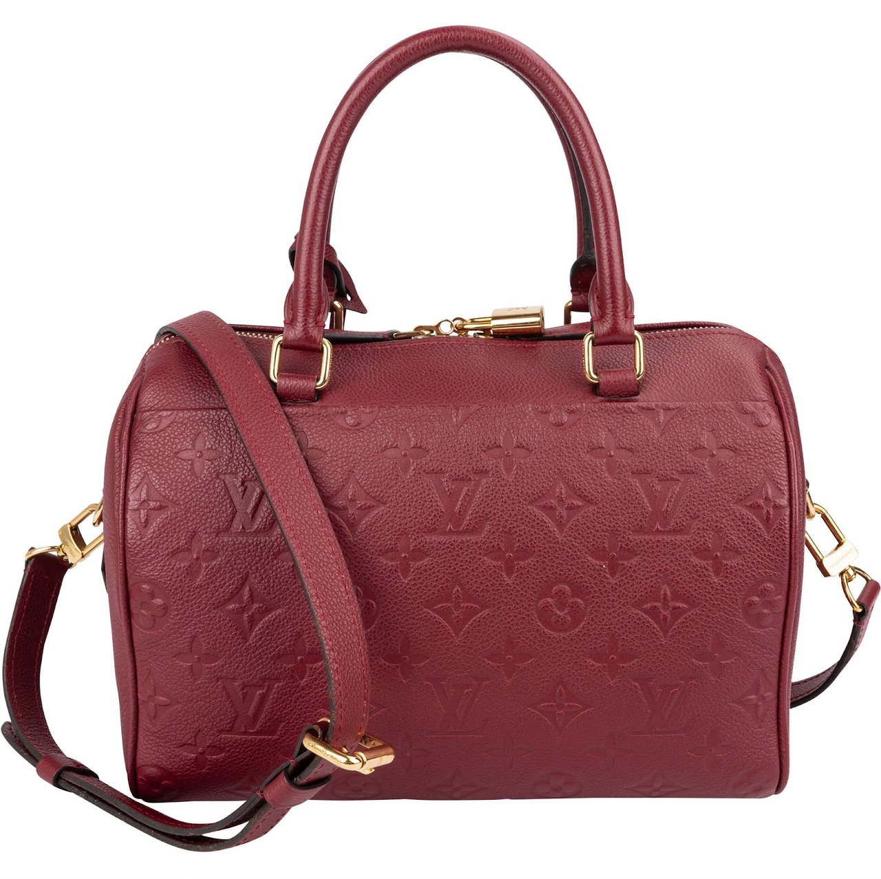 Louis Vuitton Monogram Empreinte Leather Speedy 25 Bandoulière Handbag Rood