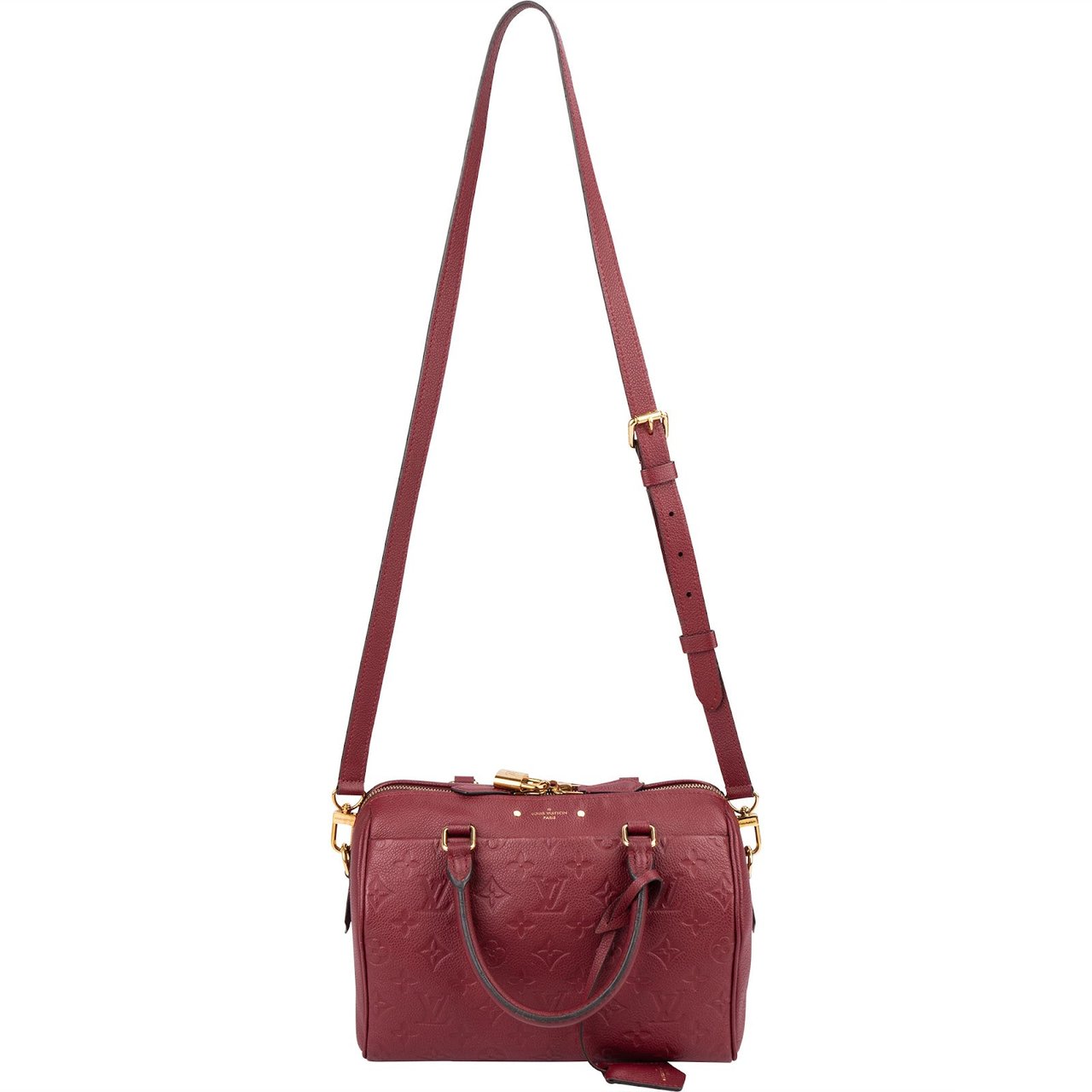 Louis Vuitton Monogram Empreinte Leather Speedy 25 Bandoulière Handbag Rood