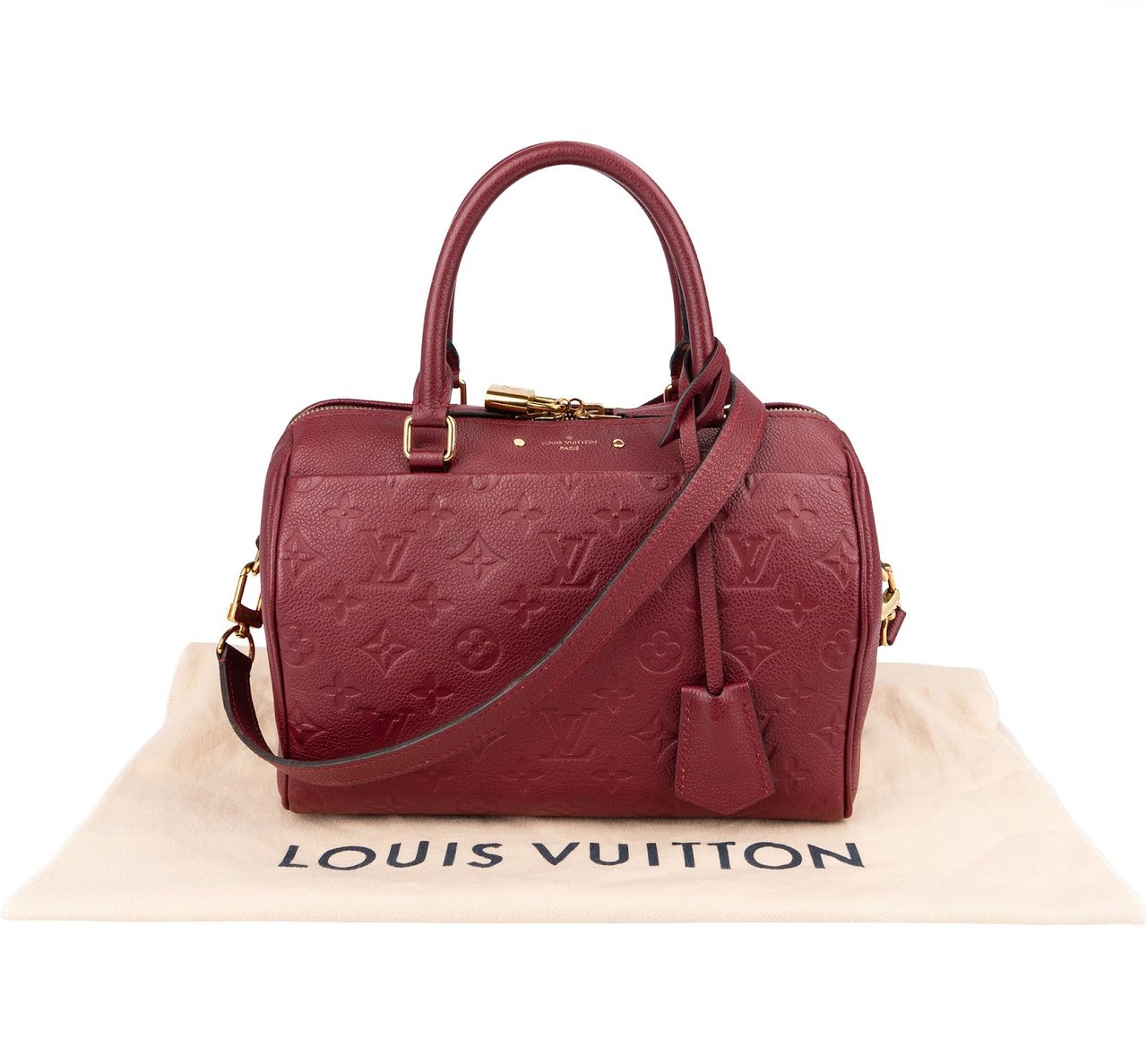 Louis Vuitton Monogram Empreinte Leather Speedy 25 Bandoulière Handbag Rood