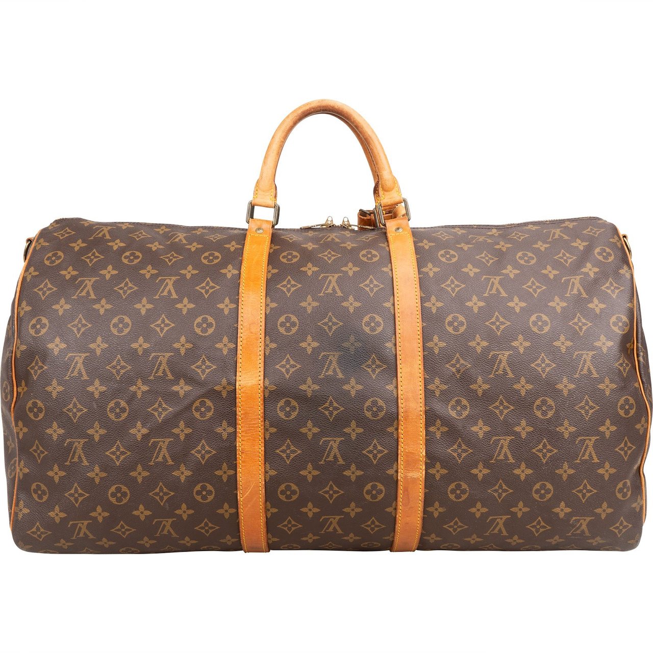 Louis Vuitton Monogram Canvas Keepall 60 Bandoulière Travel Bag Bruin