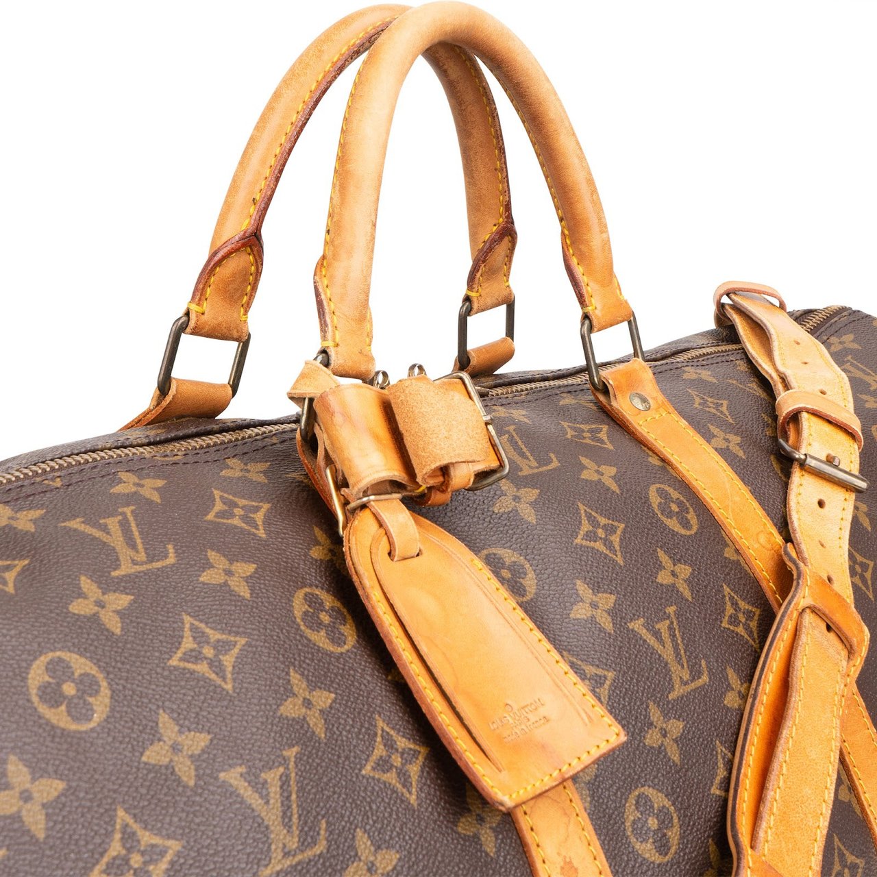 Louis Vuitton Monogram Canvas Keepall 60 Bandoulière Travel Bag Bruin