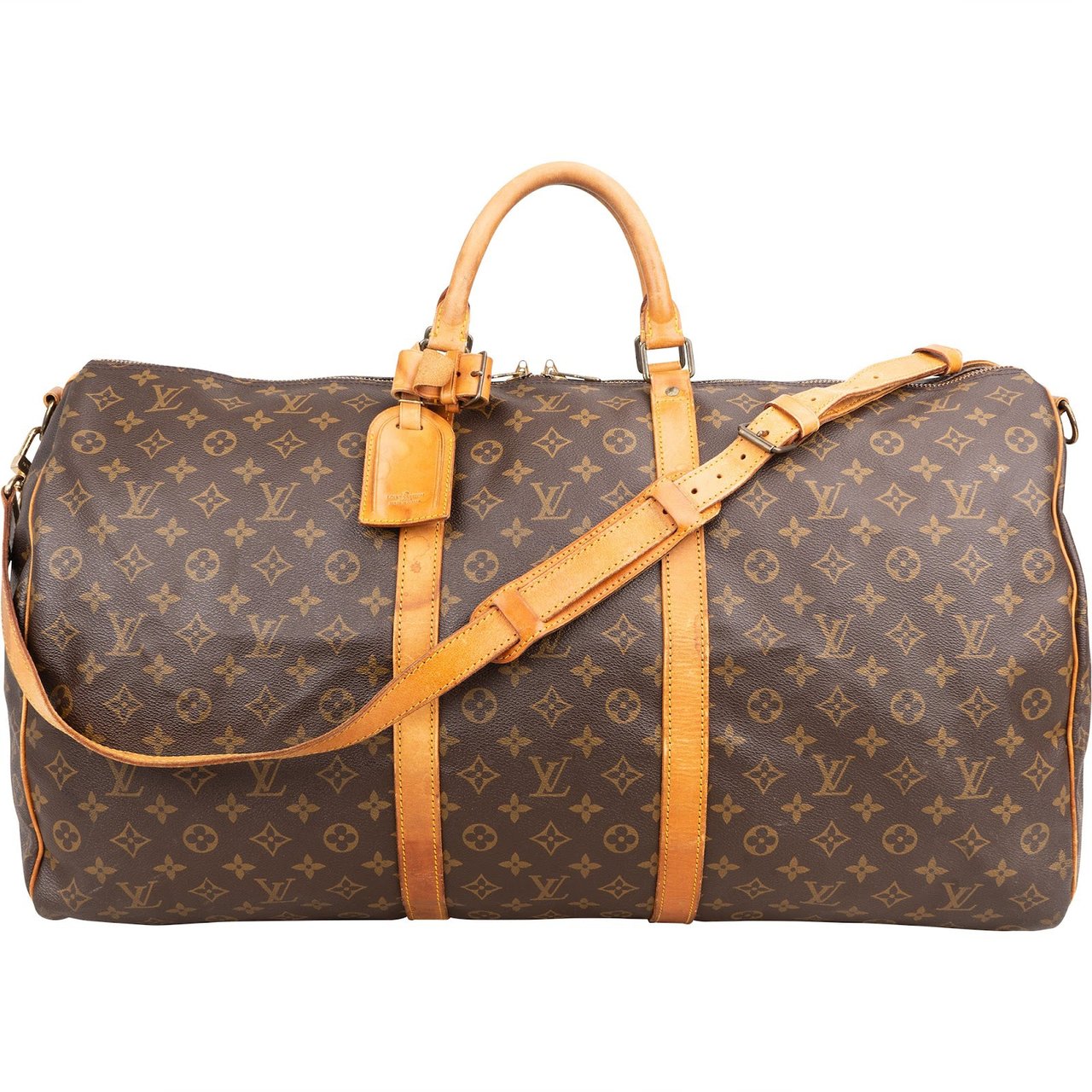 Louis Vuitton Monogram Canvas Keepall 60 Bandoulière Travel Bag Bruin