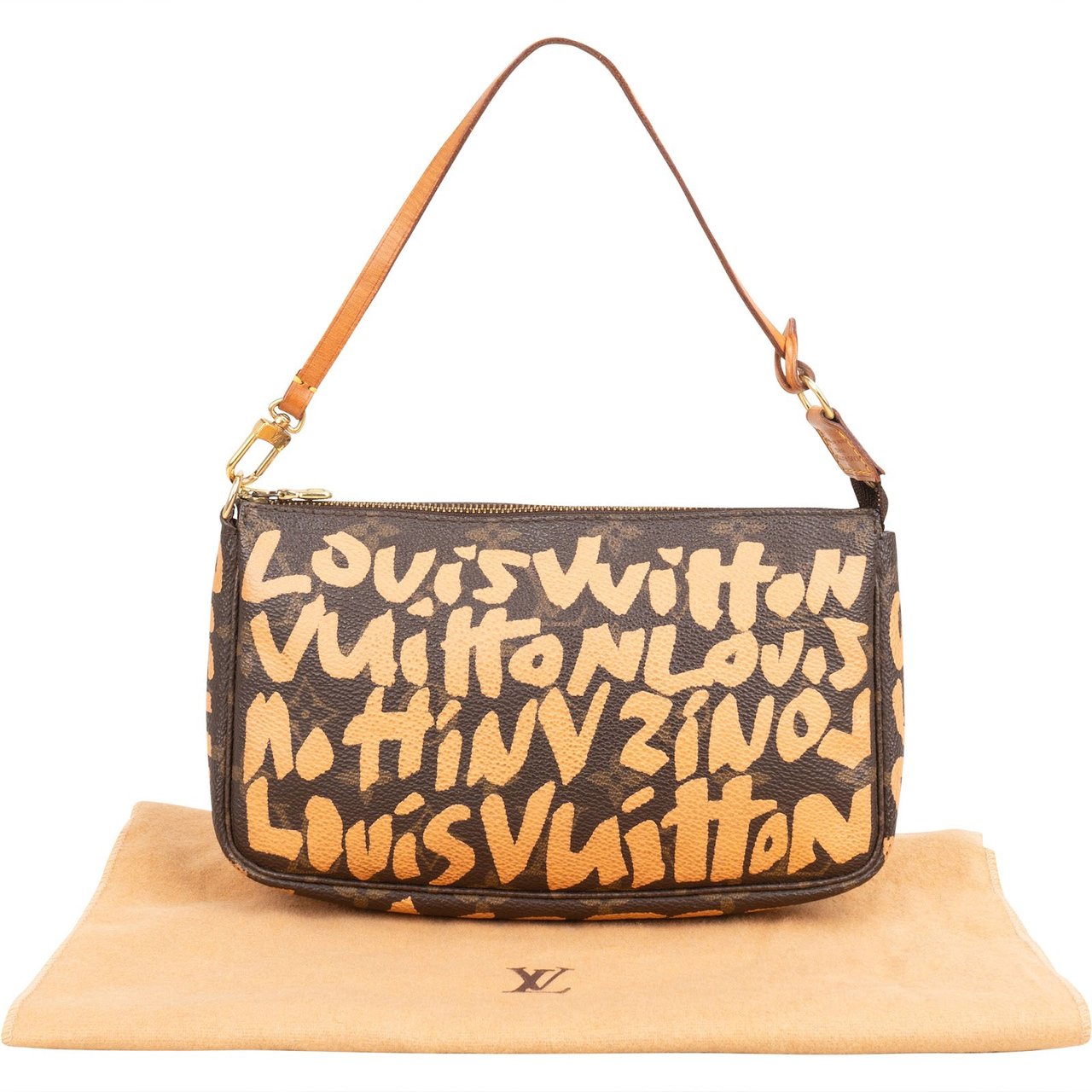Louis Vuitton Limited Monogram Graffiti Pochette Accessoires Handbag Bruin