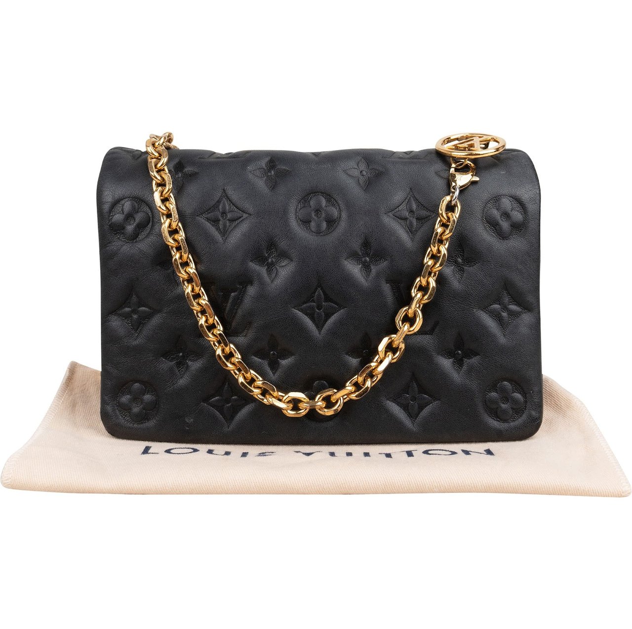 Louis Vuitton Bubblegram Monogram Lambskin Coussin Pochette Accessoires Crossbody Bag M80742 Zwart