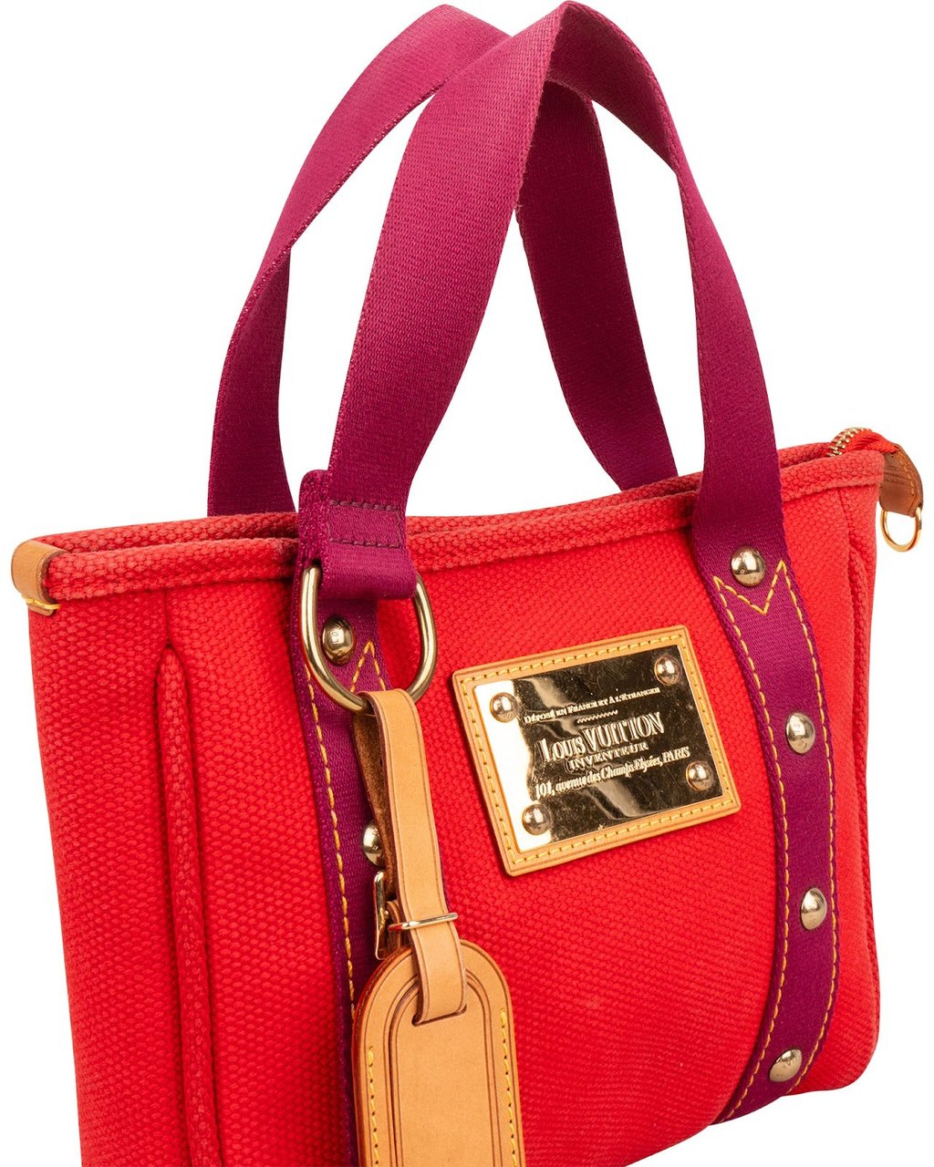 Louis Vuitton Rouge Cotton Antigua Cabas PM Handbag Rood