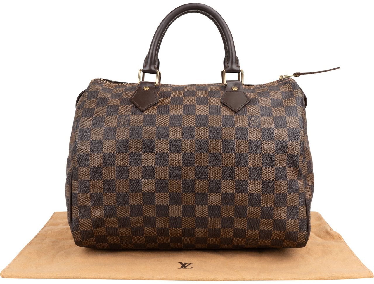 Louis Vuitton Monogram Damier Ebene Canvas Speedy 30 Handbag Bruin