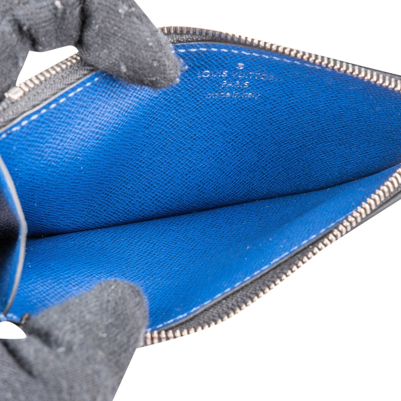 Louis Vuitton Monogram Taigarama Leather Coin Card Holder Wallet Blauw