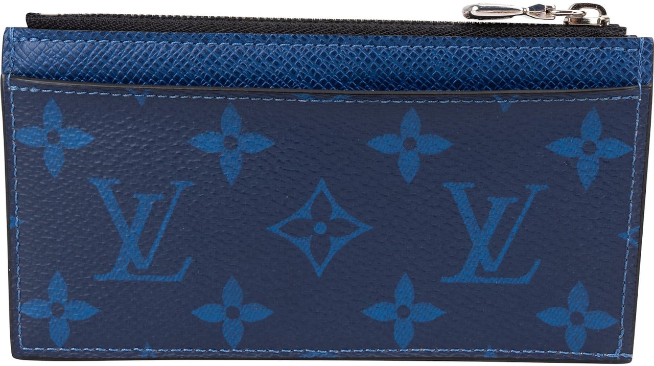 Louis Vuitton Monogram Taigarama Leather Coin Card Holder Wallet Blauw