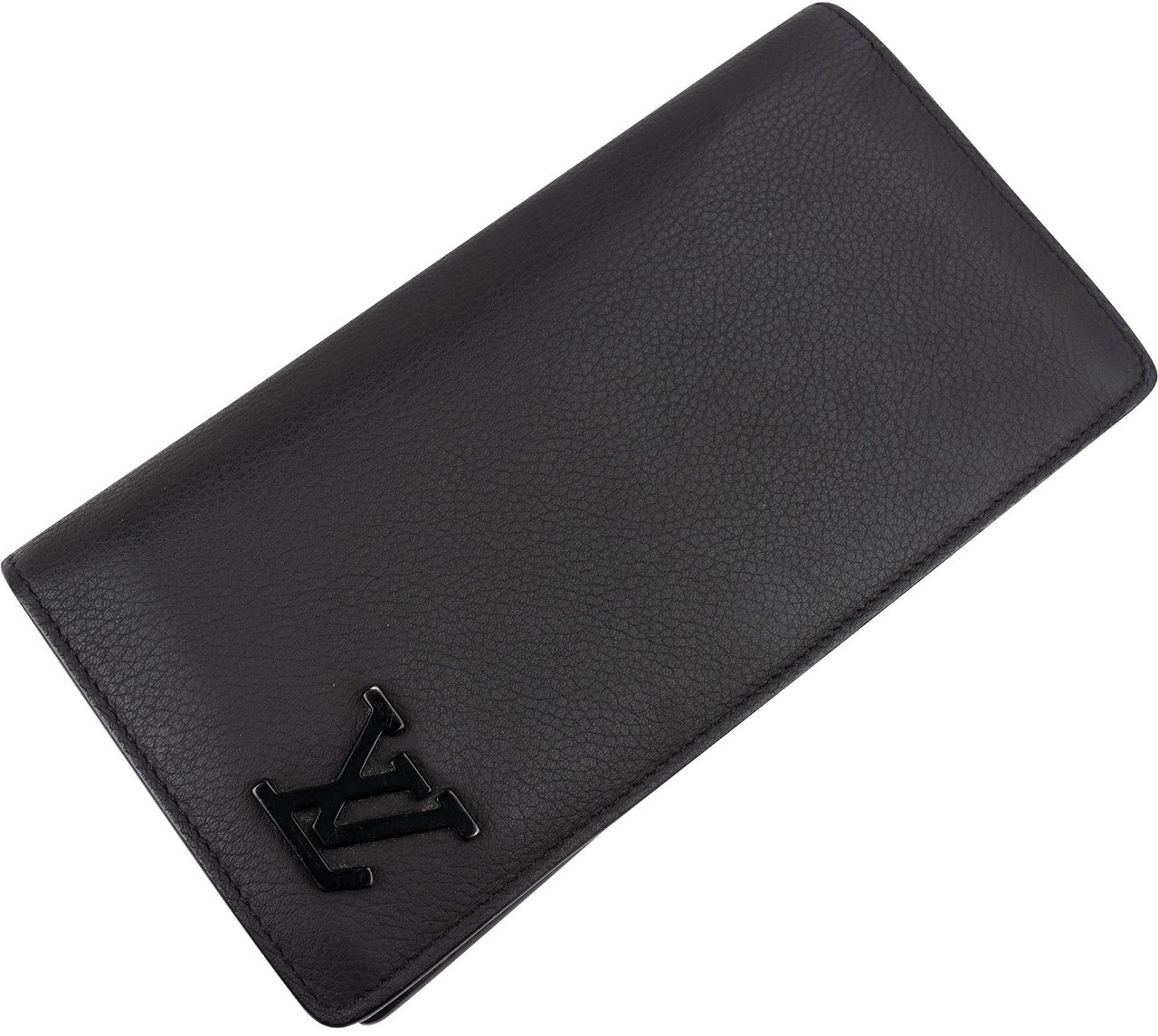 Louis Vuitton Black Leather Aerogram Brazza Wallet Zwart