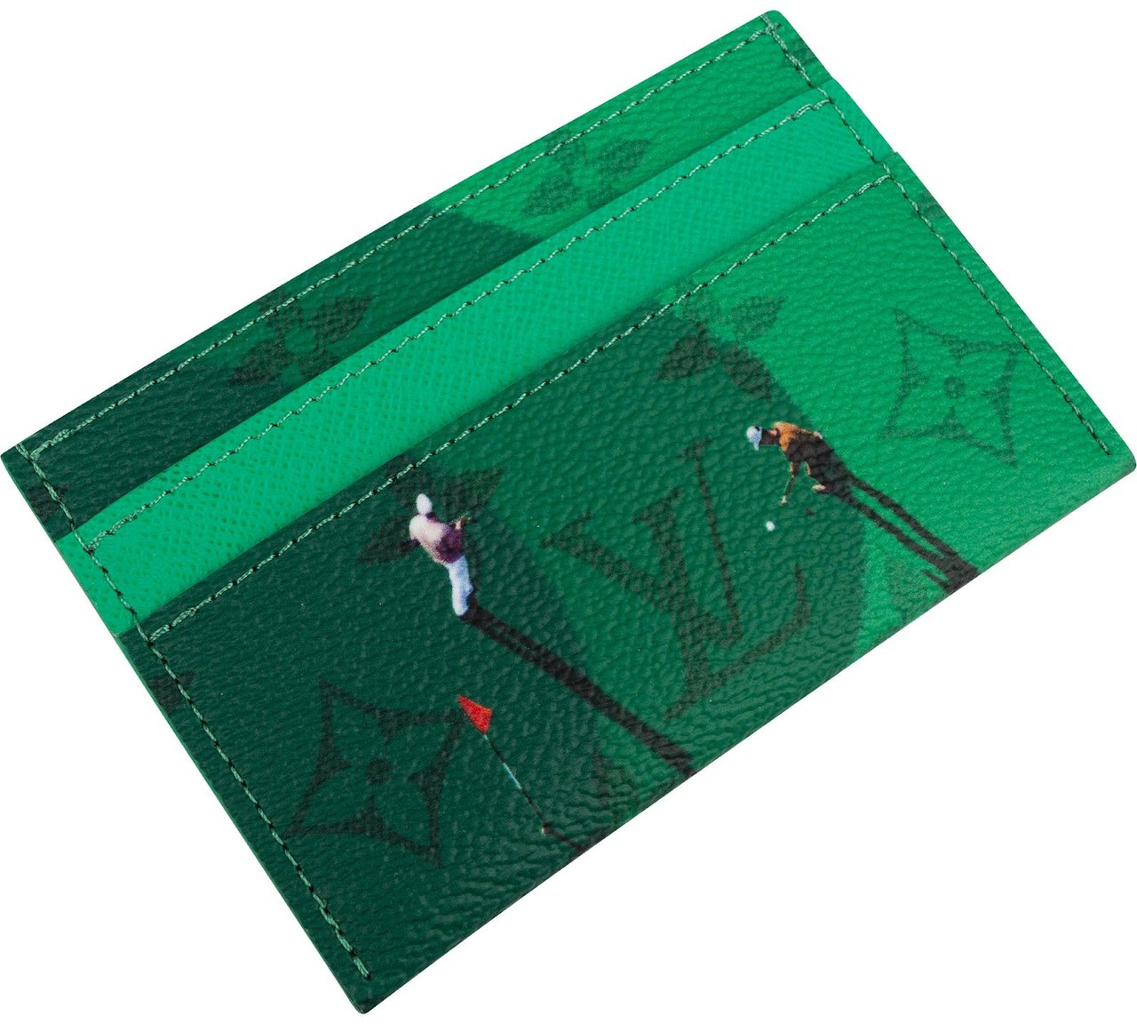 Louis Vuitton Monogram Golf Double Card Holder Wallet Groen
