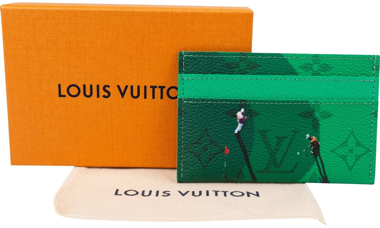 Louis Vuitton Monogram Golf Double Card Holder Wallet Groen