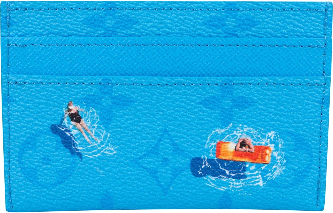 Louis Vuitton Monogram Summer Pool Double Card Holder Wallet Blauw