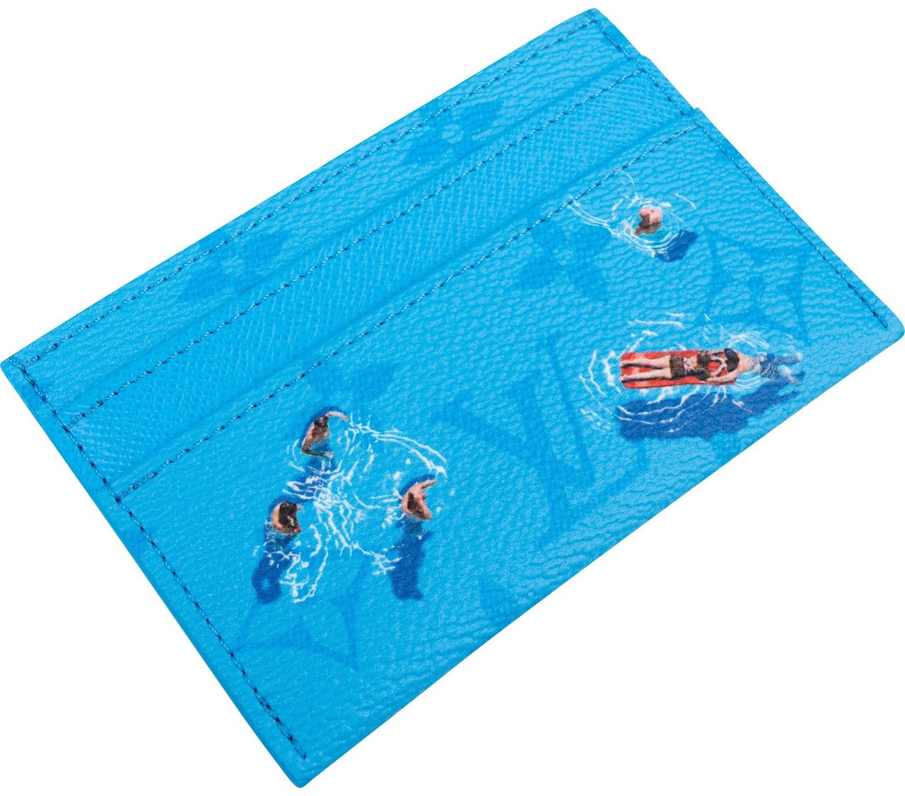 Louis Vuitton Monogram Summer Pool Double Card Holder Wallet Blauw