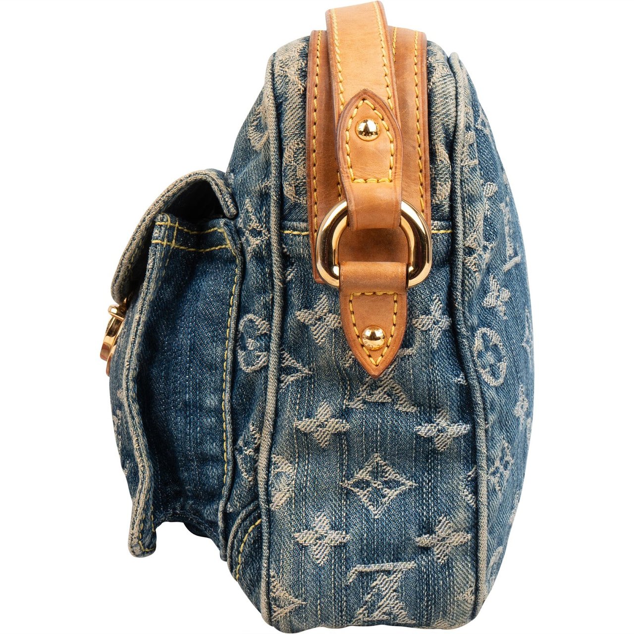 Louis Vuitton Monogram Denim Camera Crossbody Bag Blauw