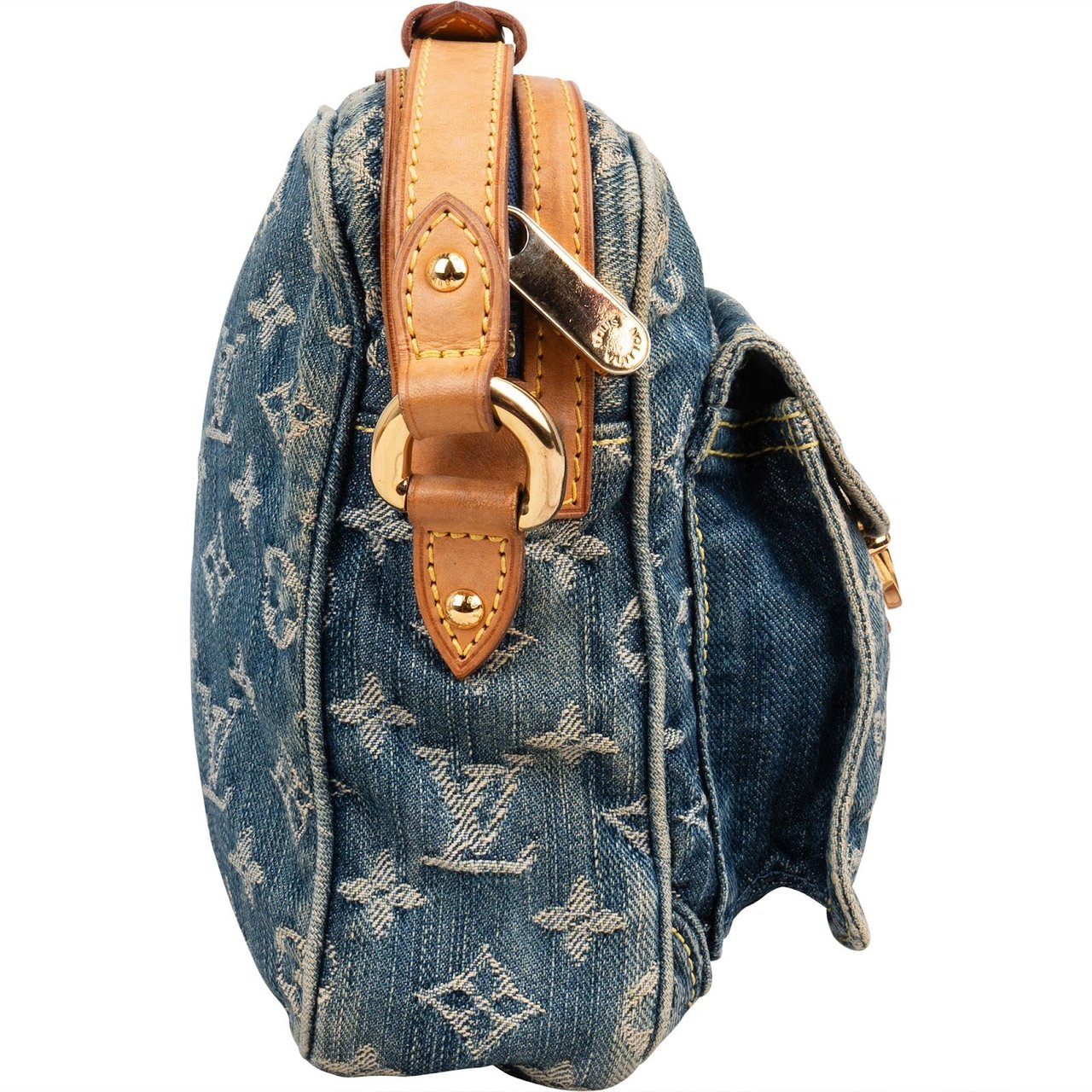 Louis Vuitton Monogram Denim Camera Crossbody Bag Blauw