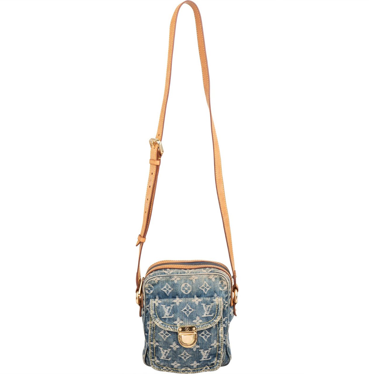 Louis Vuitton Monogram Denim Camera Crossbody Bag Blauw