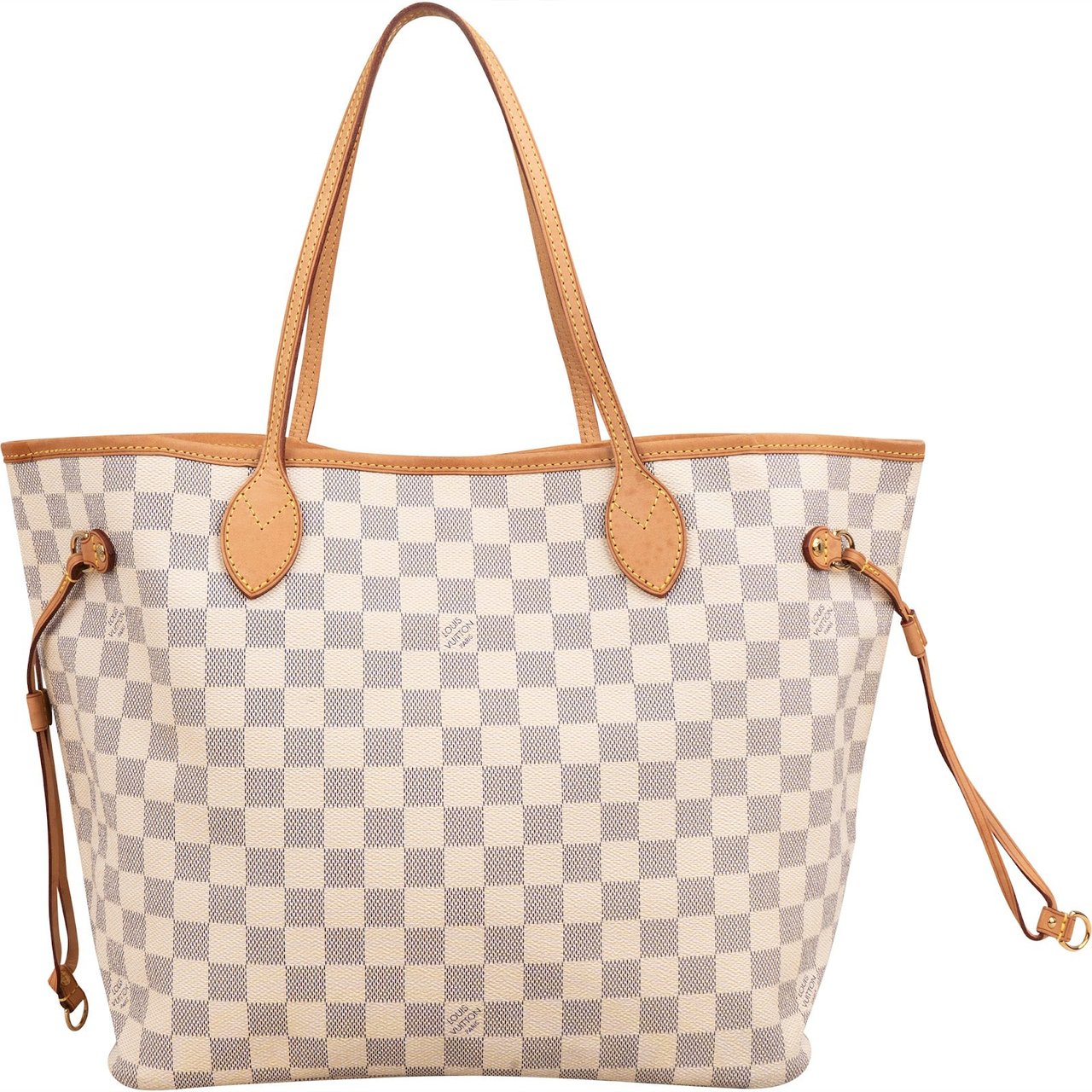 Louis Vuitton Monogram Damier Azur Canvas Neverfull MM Shoulder Bag Wit