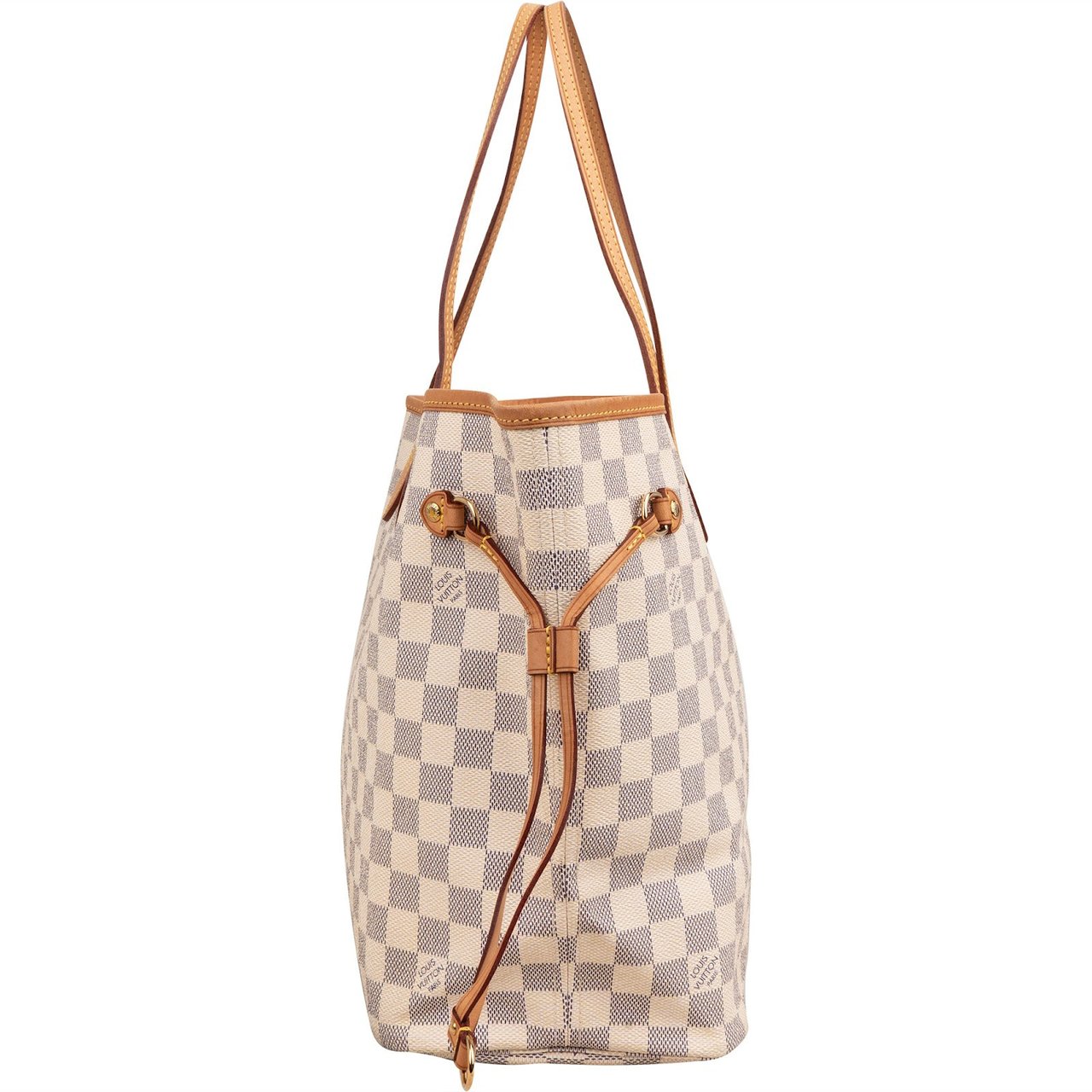 Louis Vuitton Monogram Damier Azur Canvas Neverfull MM Shoulder Bag Wit