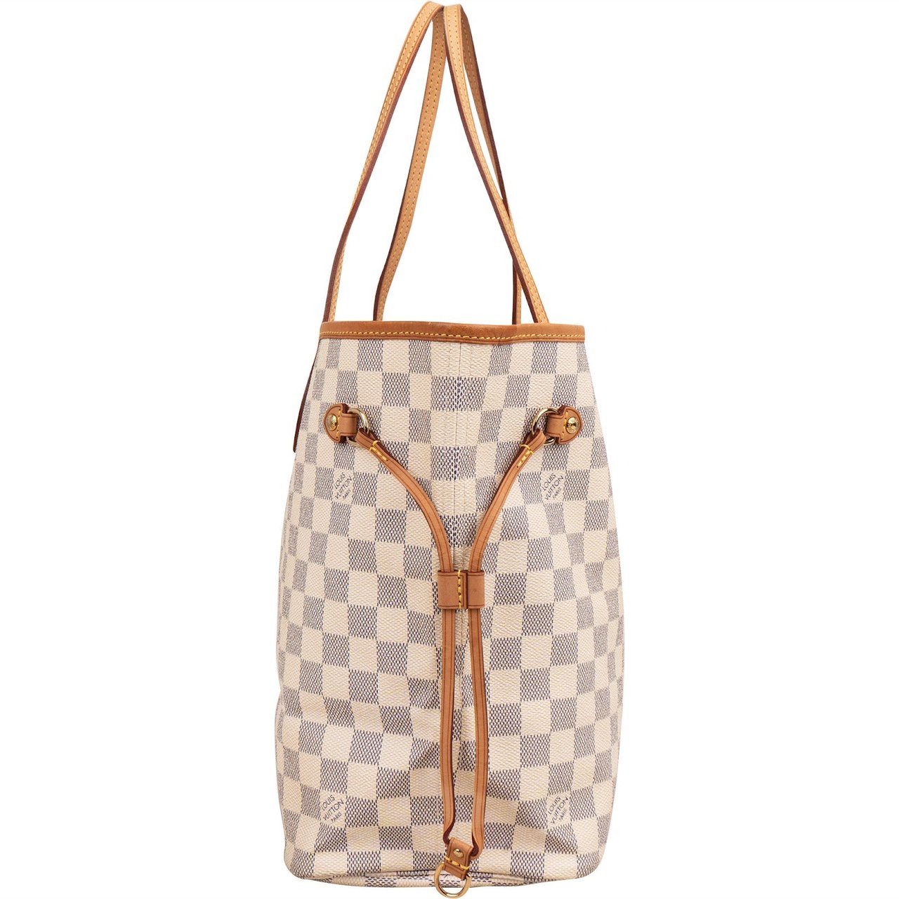 Louis Vuitton Monogram Damier Azur Canvas Neverfull MM Shoulder Bag Wit
