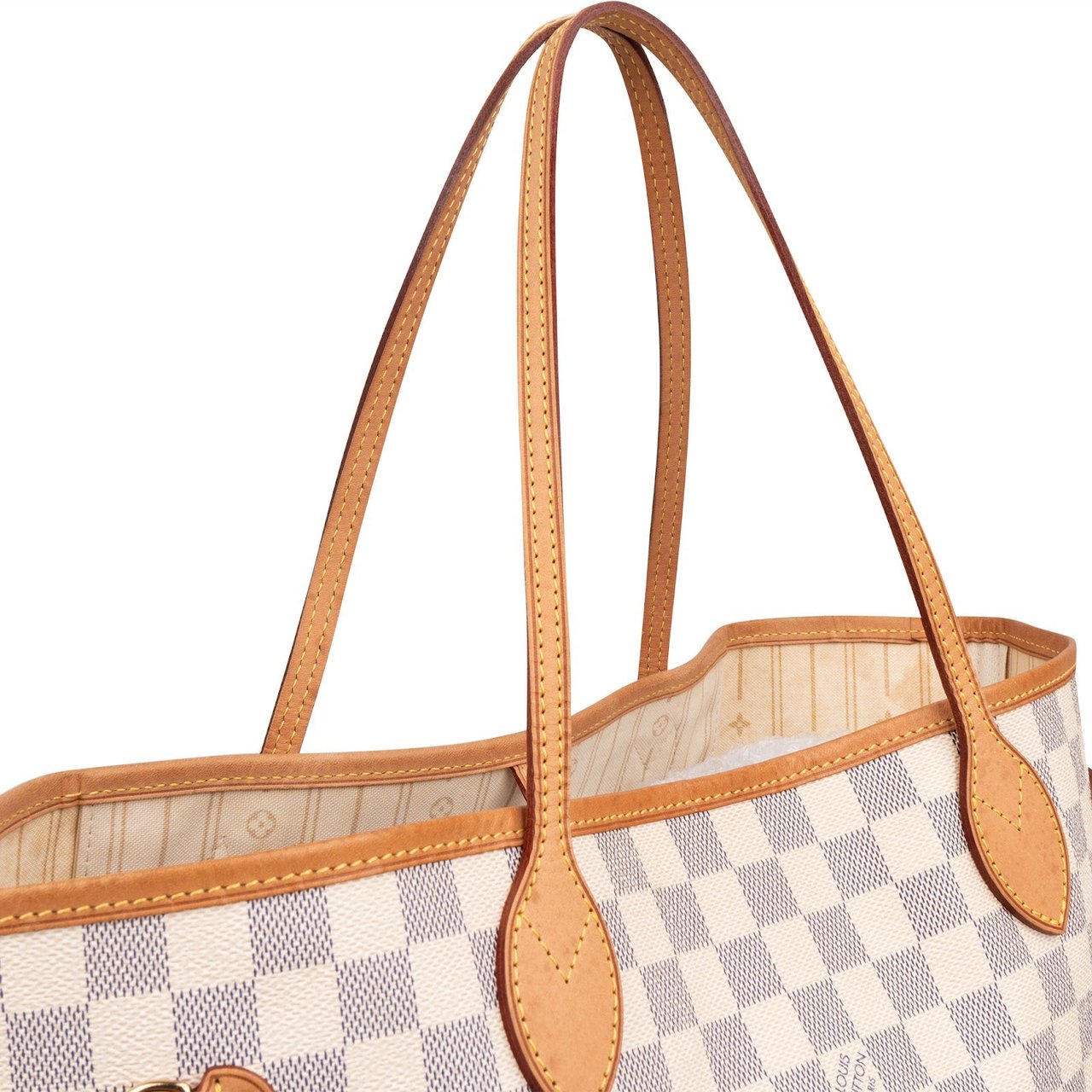 Louis Vuitton Monogram Damier Azur Canvas Neverfull MM Shoulder Bag Wit