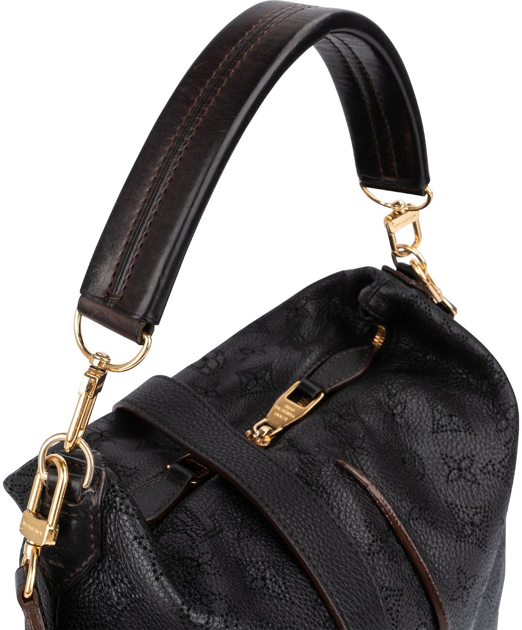 Louis Vuitton Monogram Mahina Leather Selene MM Shoulder Bag Zwart