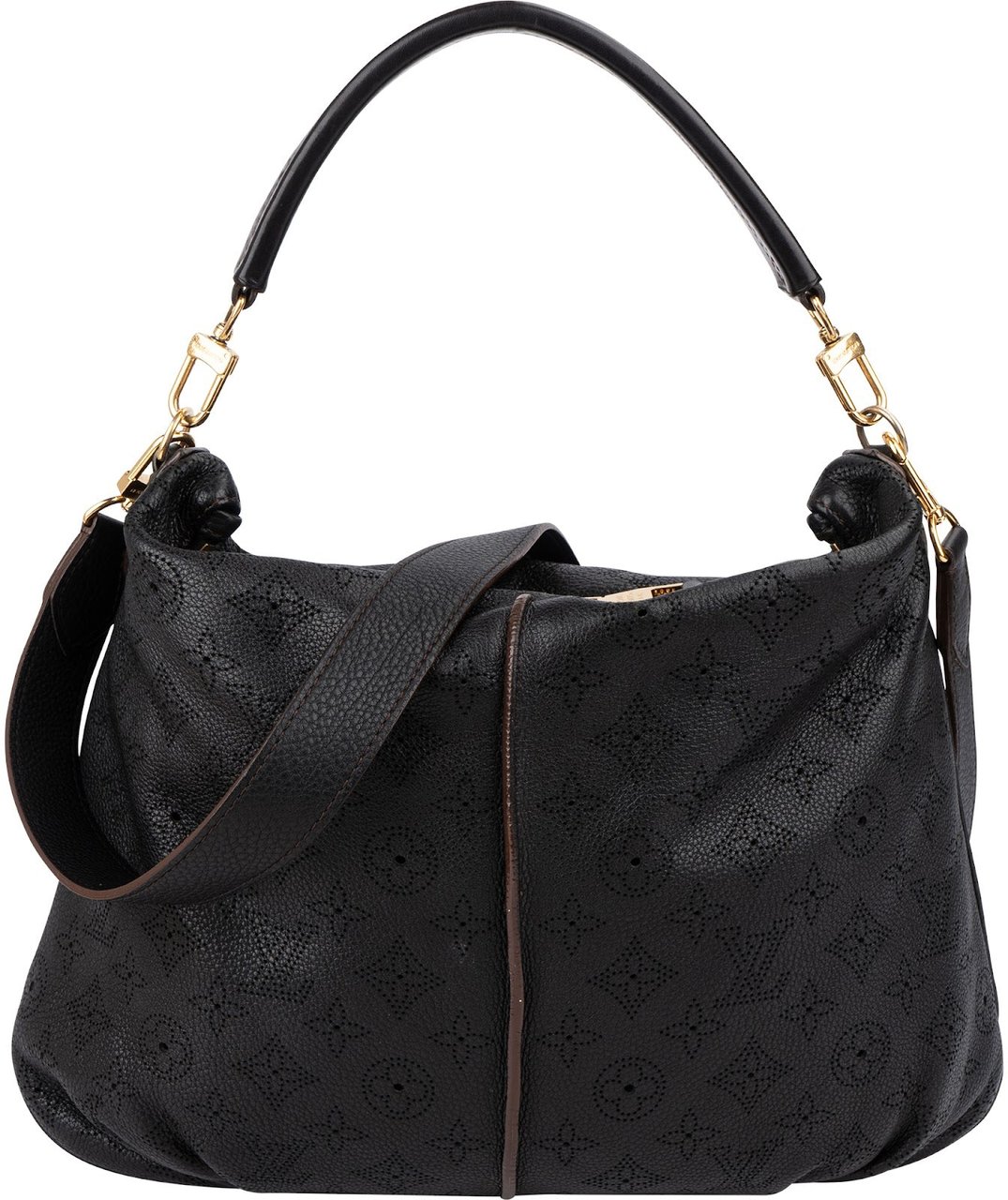 Louis Vuitton Monogram Mahina Leather Selene MM Shoulder Bag Zwart
