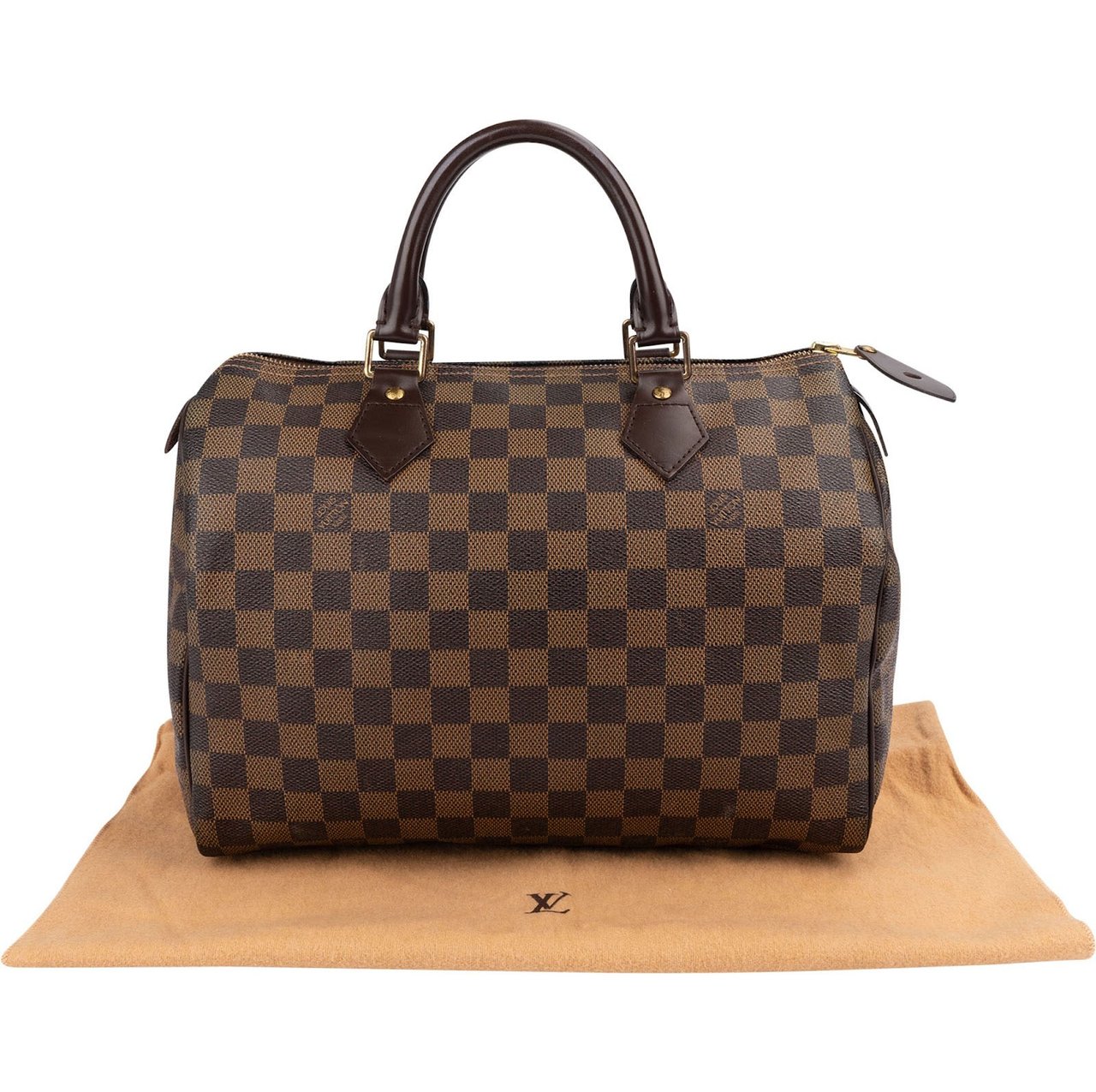 Louis Vuitton Monogram Damier Ebene Speedy 30 Handbag Bruin