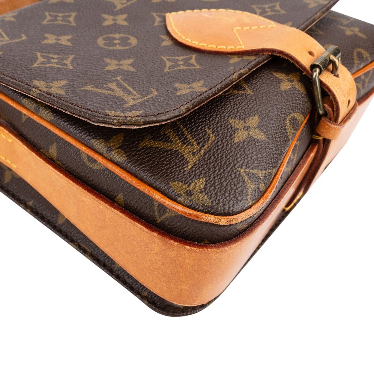 Louis Vuitton Monogram Canvas Cartouchiere MM Crossbody Bag Bruin
