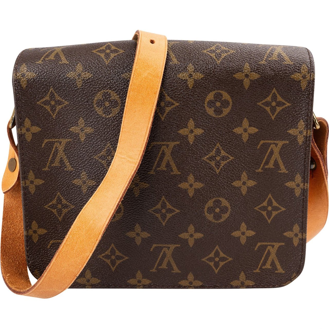 Louis Vuitton Monogram Canvas Cartouchiere MM Crossbody Bag Bruin