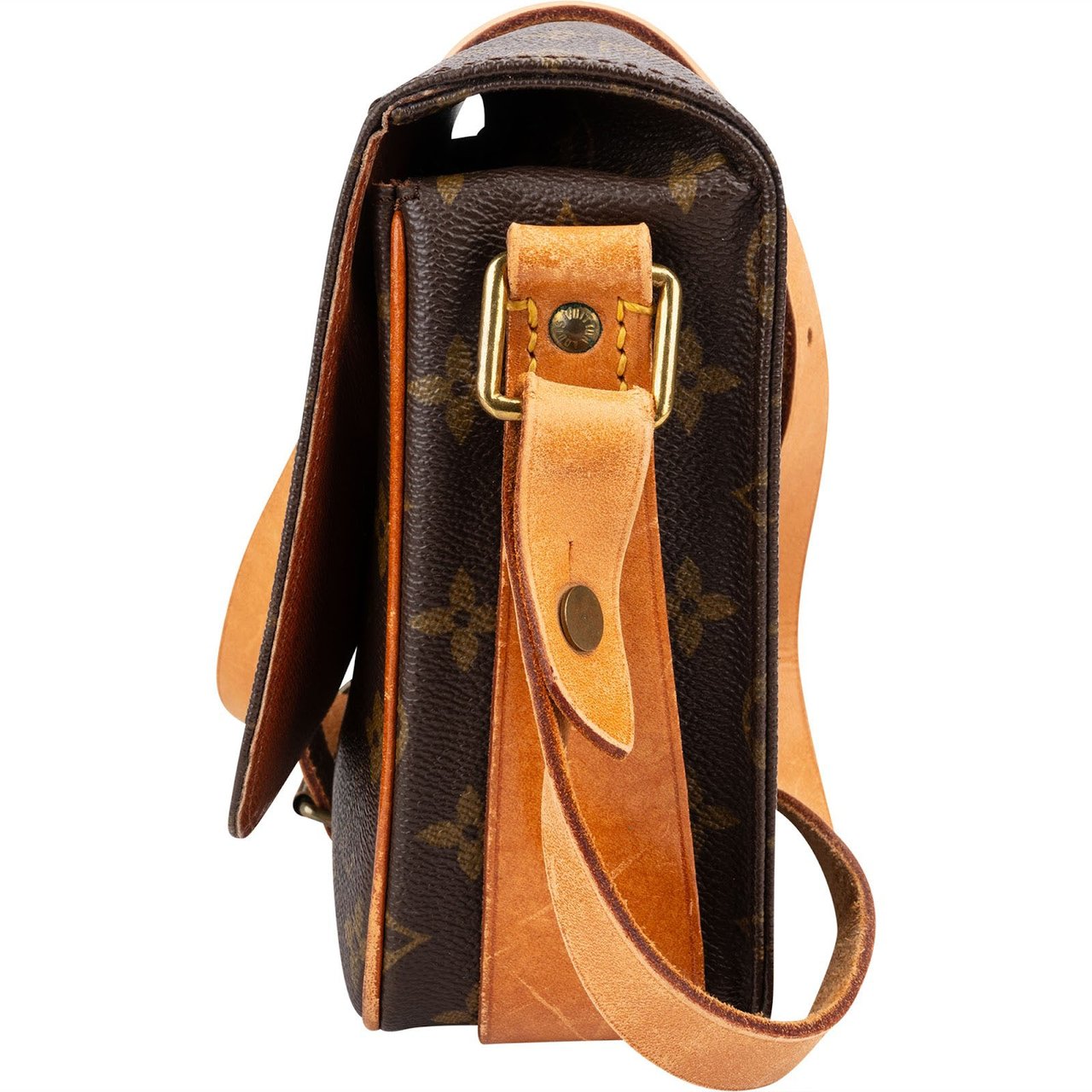 Louis Vuitton Monogram Canvas Cartouchiere MM Crossbody Bag Bruin