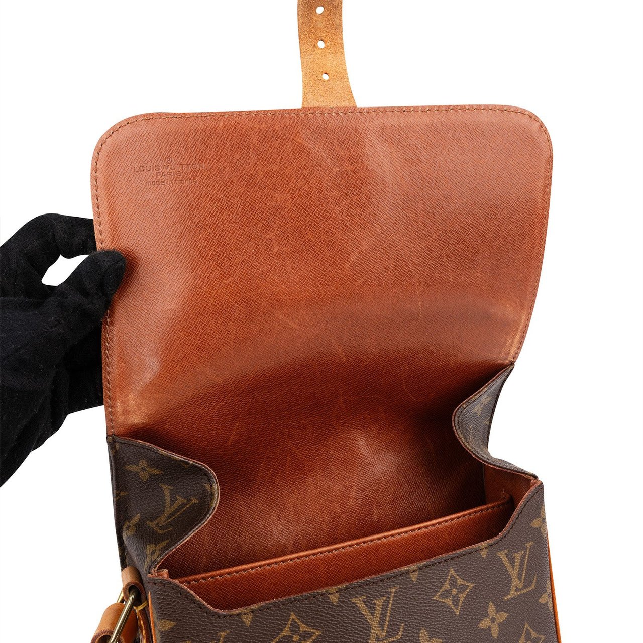 Louis Vuitton Monogram Canvas Cartouchiere MM Crossbody Bag Bruin
