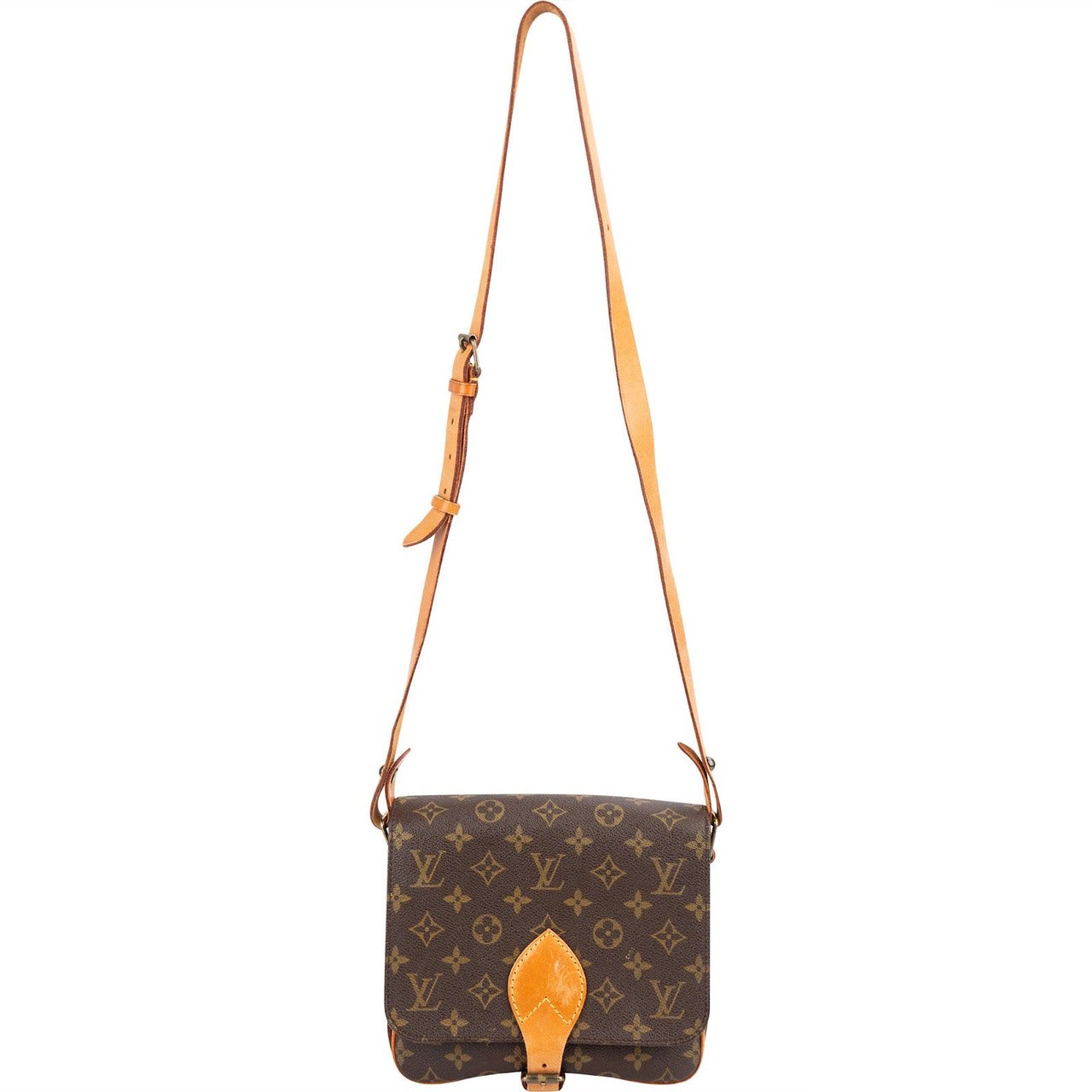 Louis Vuitton Monogram Canvas Cartouchiere MM Crossbody Bag Bruin
