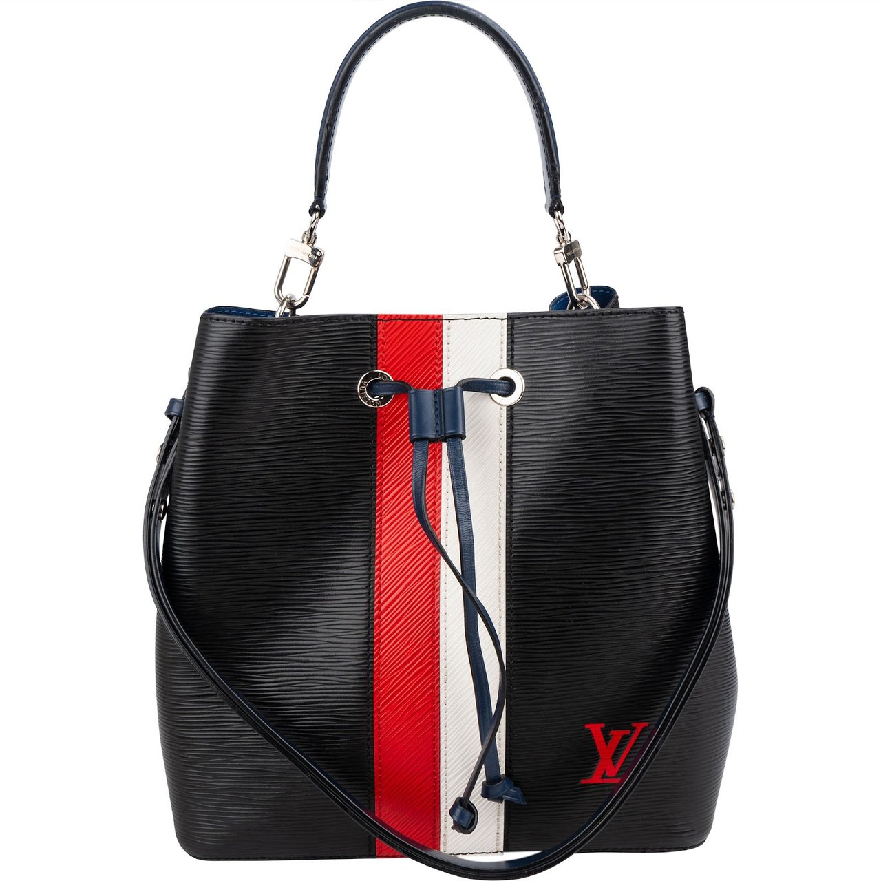 Louis Vuitton Noir Epi Leather Limited America's Cup Striped Tricolor NéoNoé Monaco Crossbody Bag Zwart