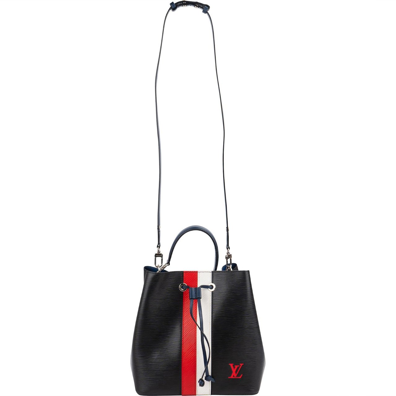 Louis Vuitton Noir Epi Leather Limited America's Cup Striped Tricolor NéoNoé Monaco Crossbody Bag Zwart