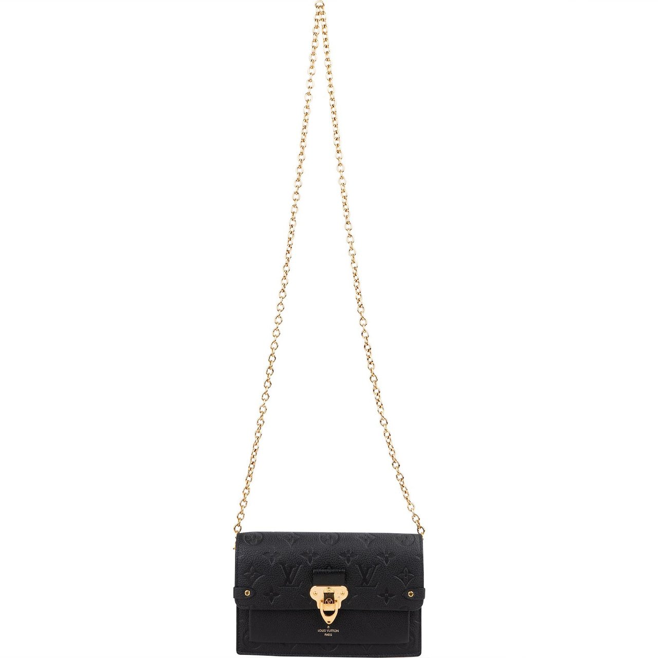 Louis Vuitton Noir Leather Empreinte Monogram Vavin Chain Crossbody Bag Zwart