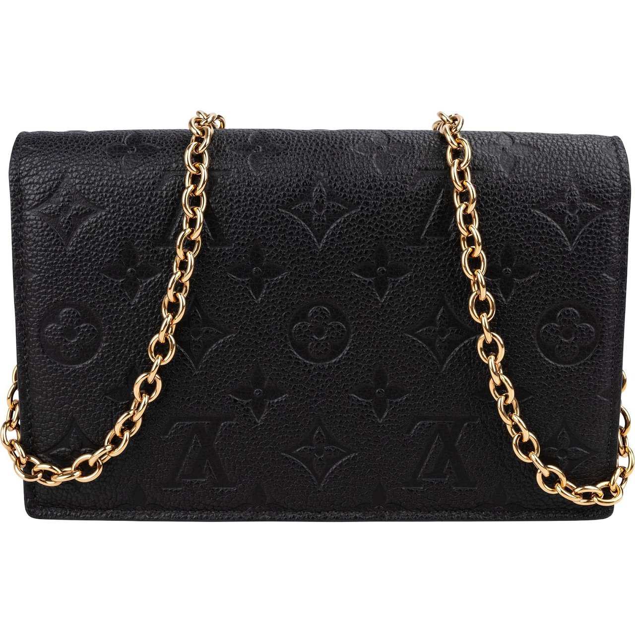 Louis Vuitton Noir Leather Empreinte Monogram Vavin Chain Crossbody Bag Zwart