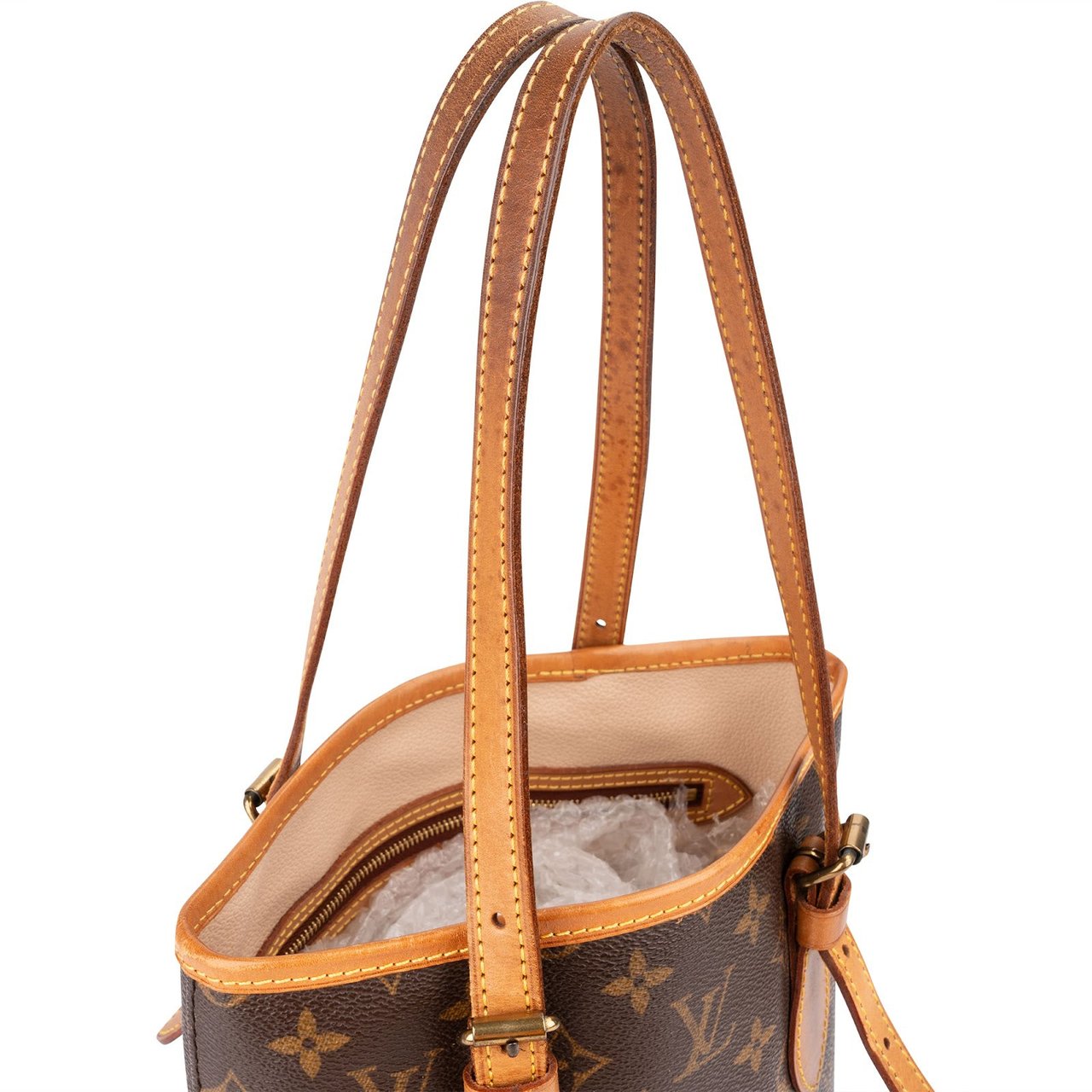 Louis Vuitton Monogram Canvas Bucket PM Shoulder Bag Bruin