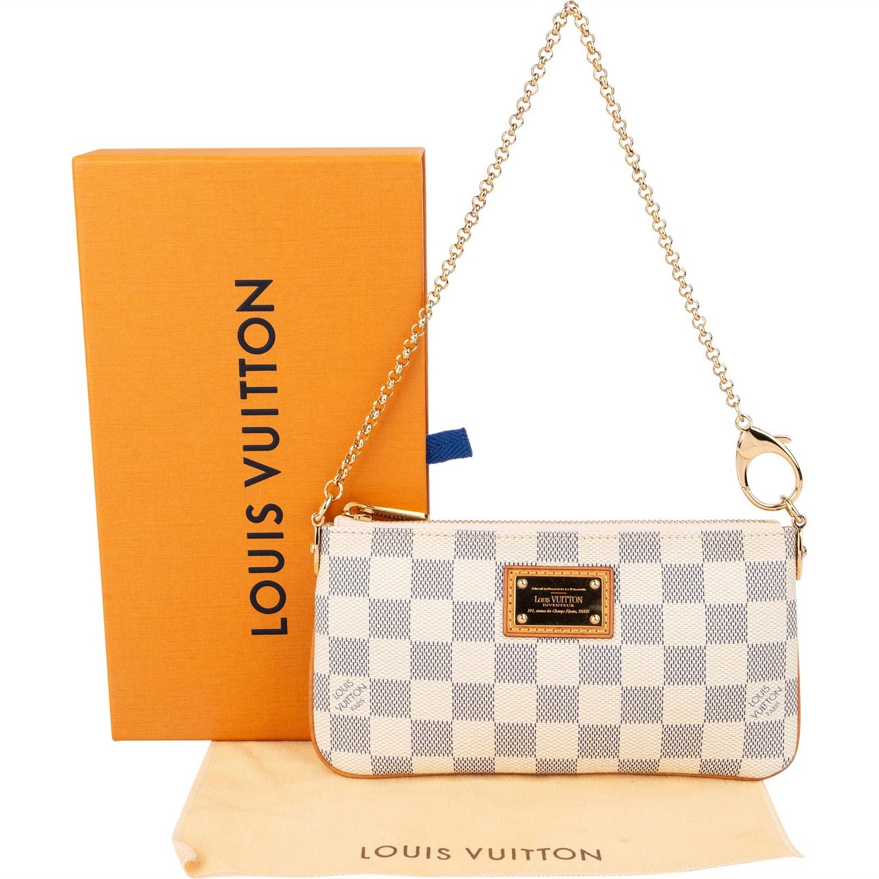 Louis Vuitton Monogram Damier Azur Mini Pochette Milla Shoulder Bag Wit