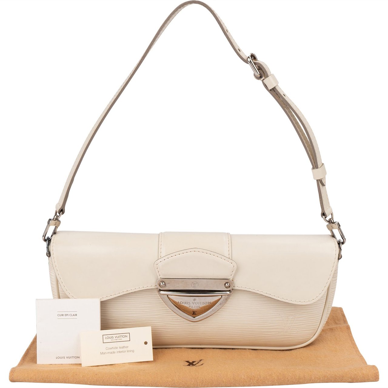 Louis Vuitton White Epi Leather Montaigne Clutch Shoulder Bag Divers