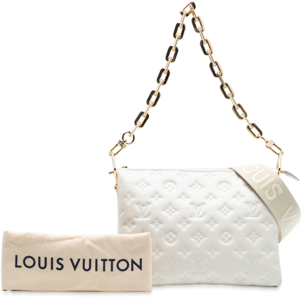 Louis Vuitton Monogram Embossed Puffy Lambskin Coussin PM Wit
