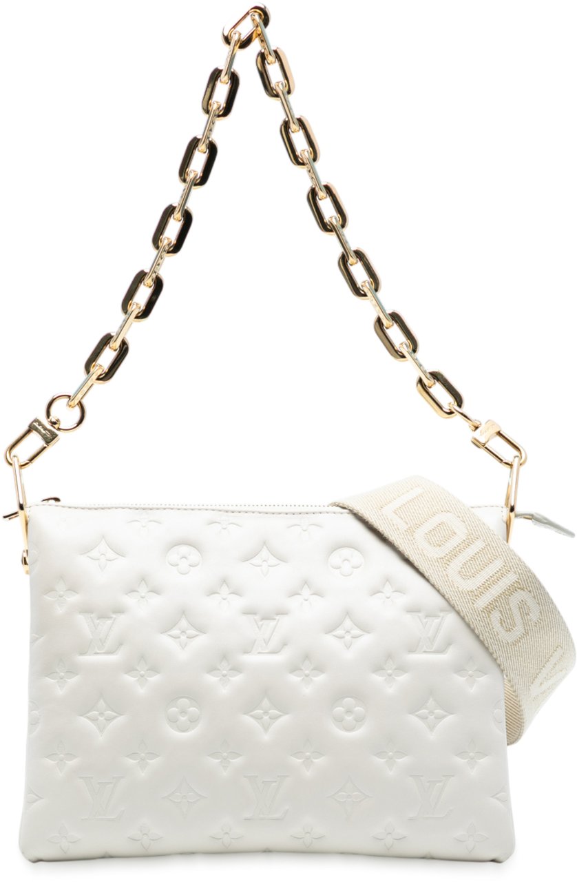 Louis Vuitton Monogram Embossed Puffy Lambskin Coussin PM Wit