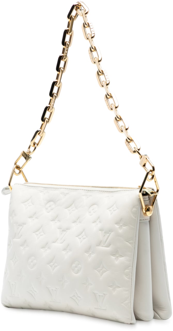Louis Vuitton Monogram Embossed Puffy Lambskin Coussin PM Wit