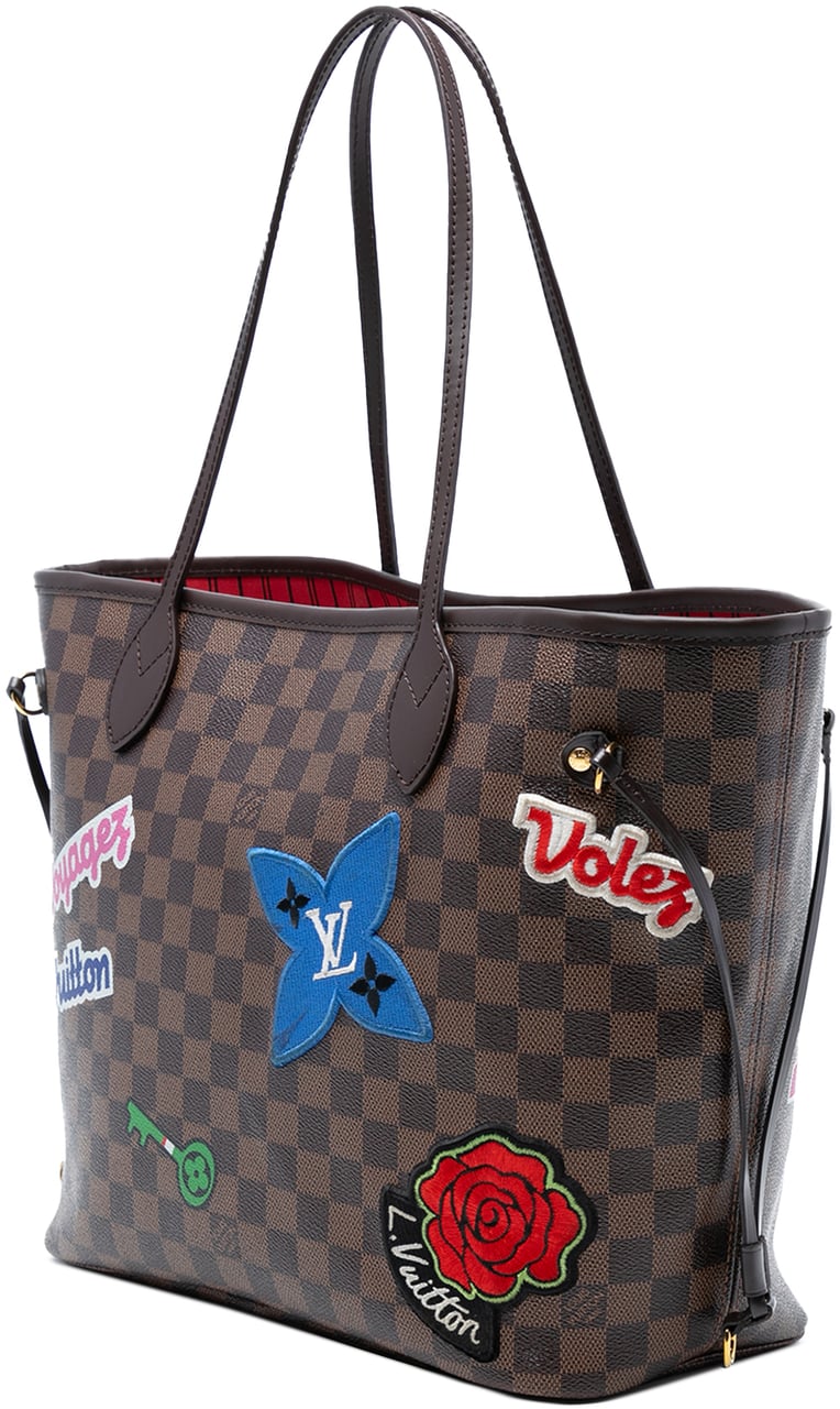 Louis Vuitton Damier Ebene Neverfull Patches MM Bruin
