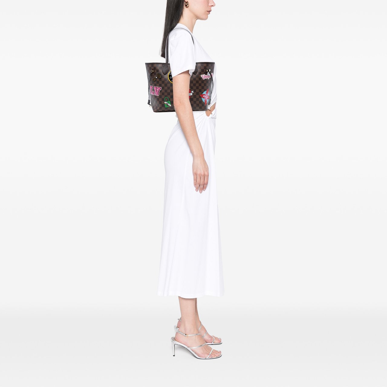 Louis Vuitton Damier Ebene Neverfull Patches MM Bruin